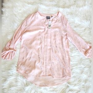 NWT New York & Company pink 3- quarter sleeve blouse
